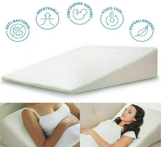 Extra Large Wedge Pillow Foam Filled Raised Support for Bed Sofa 70x60 x15 CM