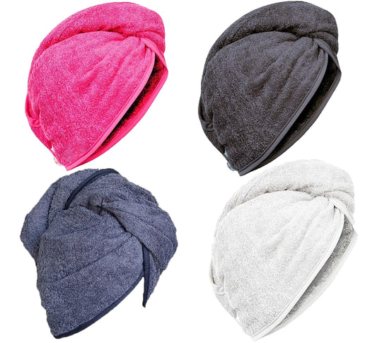 100% Pure Cotton Soft Headwrap Towel Turban Quick Hair Dry 500GSM With Button