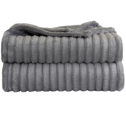 Chunky Ribbed Cord Blanket Throw Faux Fur Fleece Sofa Bed Couch Throws