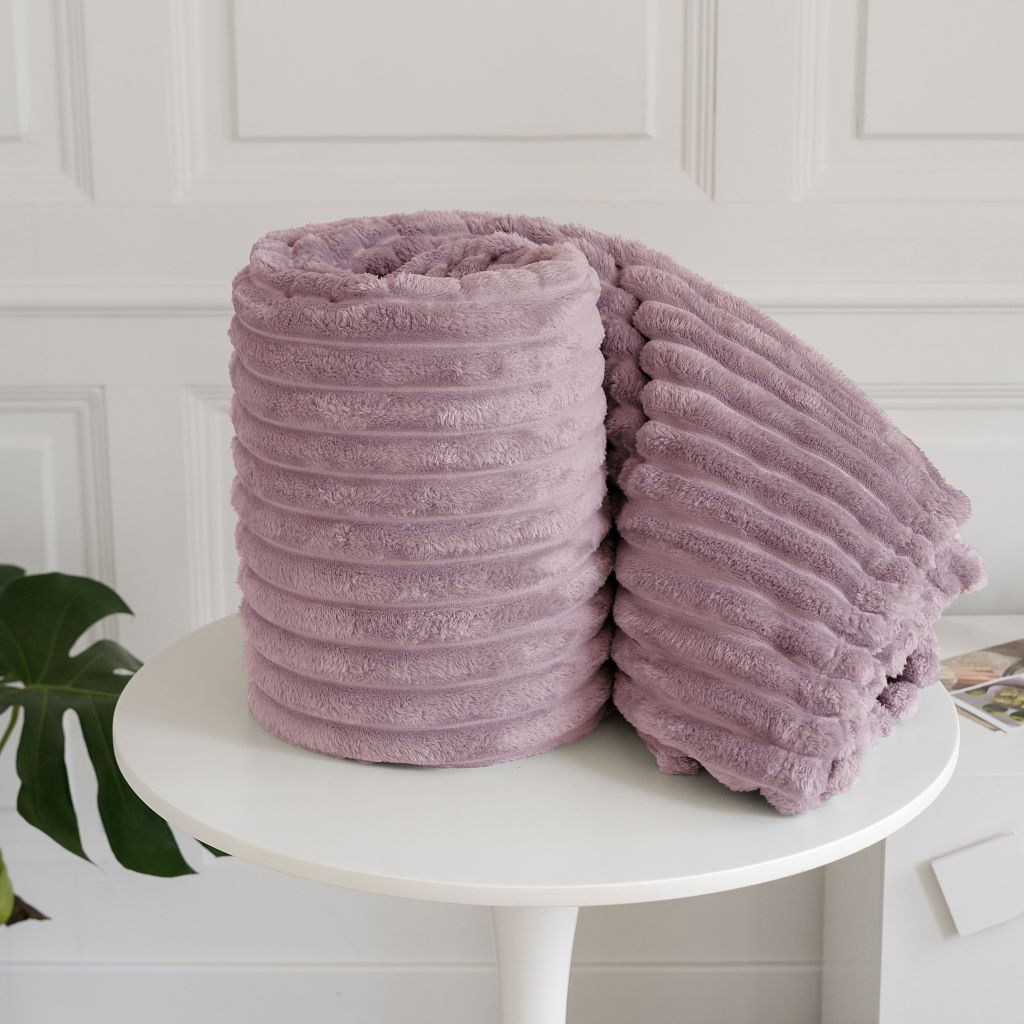 Chunky Ribbed Cord Blanket Throw Faux Fur Fleece Sofa Bed Couch Throws