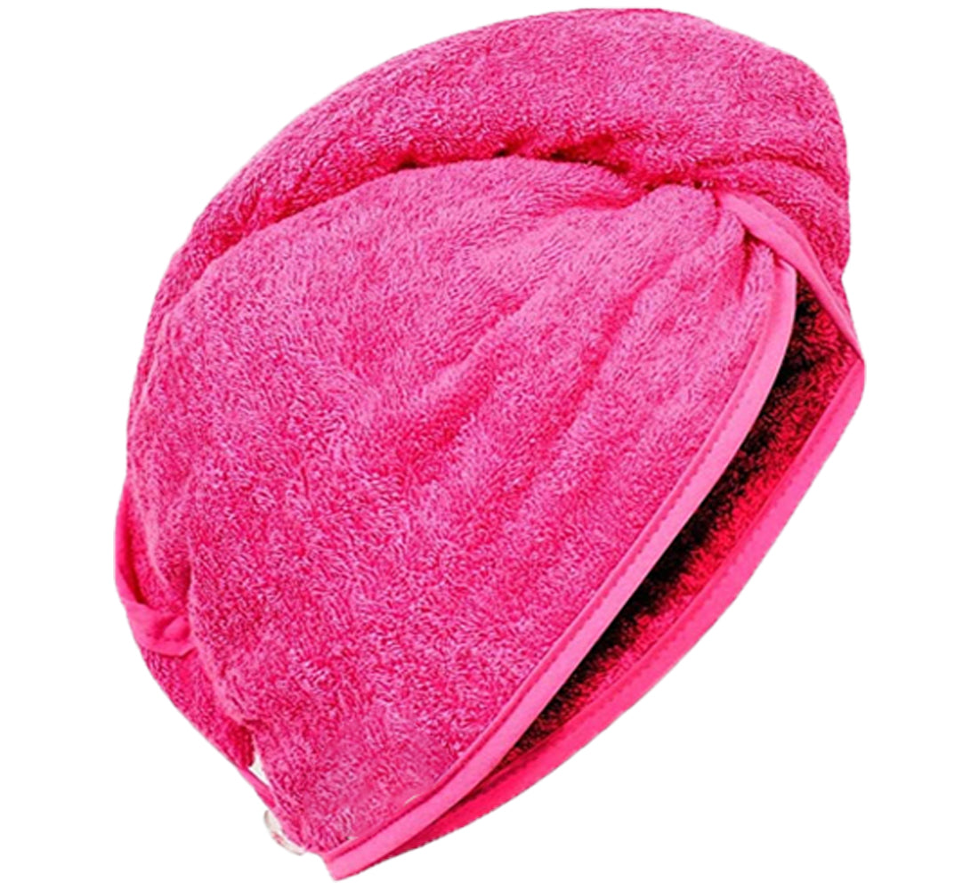 100% Pure Cotton Soft Headwrap Towel Turban Quick Hair Dry 500GSM With Button