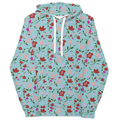 Unisex Polyester Brushed Fleece Hooded Sweatshirts Track Top - Floral Patterns by Deadly/Cute©