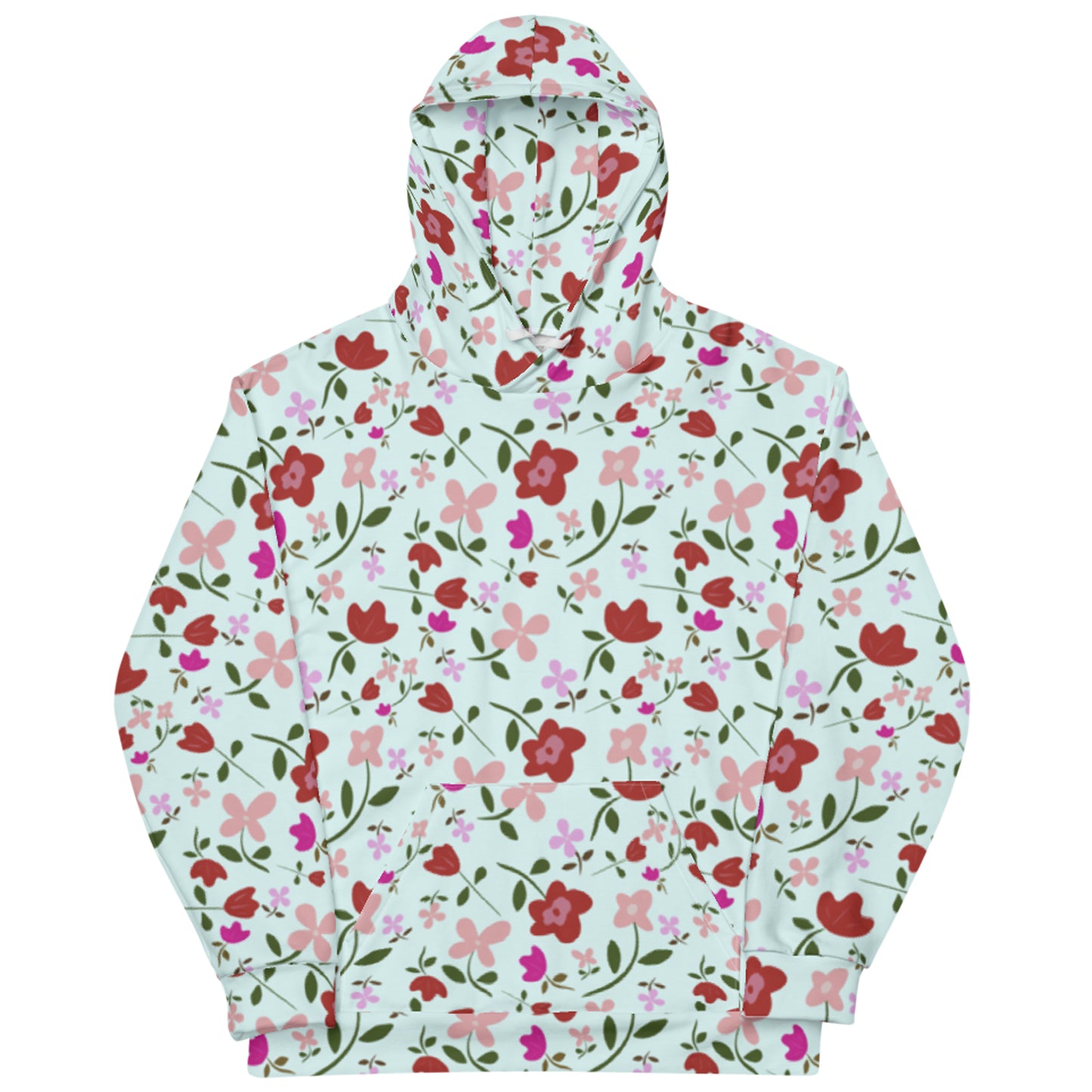 Unisex Polyester Brushed Fleece Hooded Sweatshirts Track Top - Floral Patterns by Deadly/Cute©