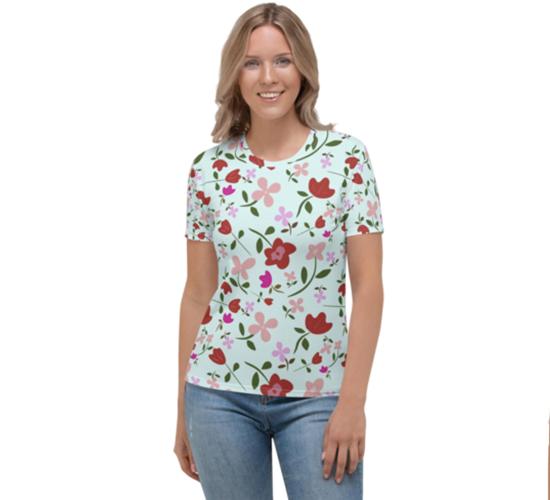 Women Round Neck T Shirt Top Floral Designs by Deadly/Cute©