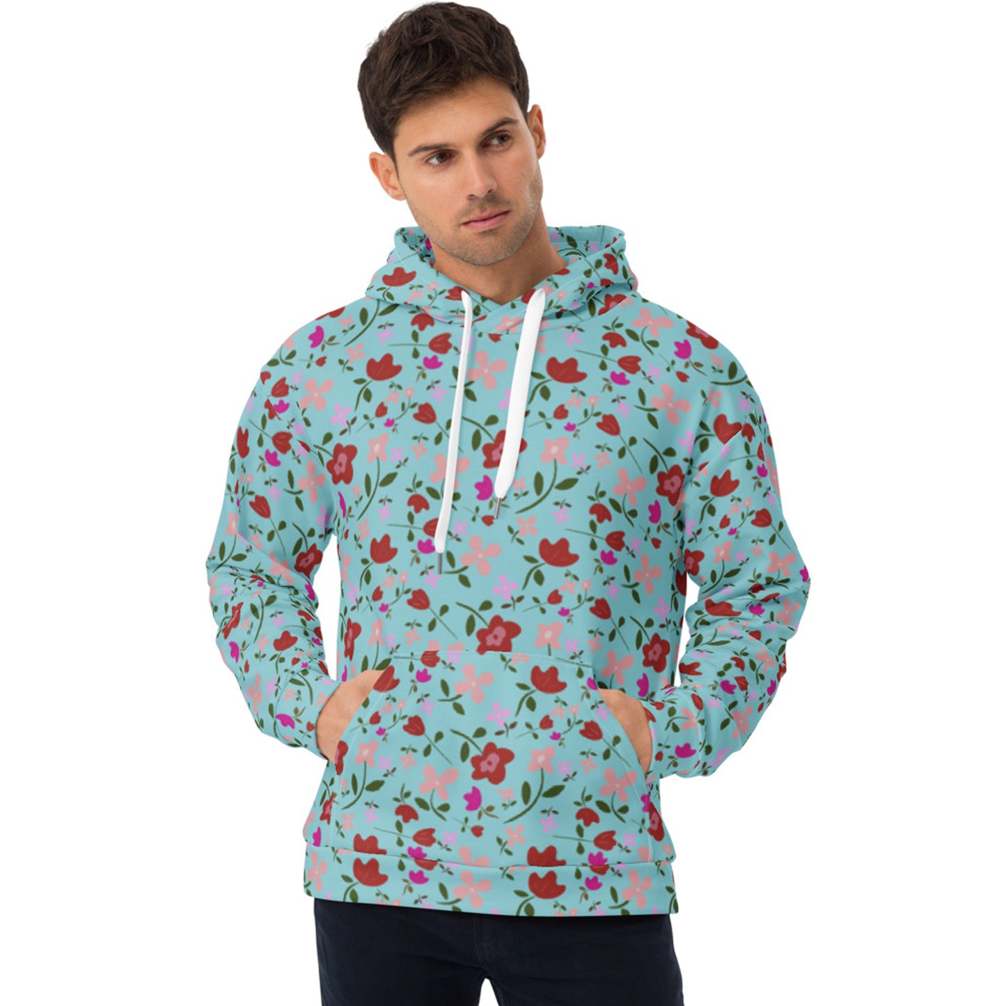 Unisex Polyester Brushed Fleece Hooded Sweatshirts Track Top - Floral Patterns by Deadly/Cute©