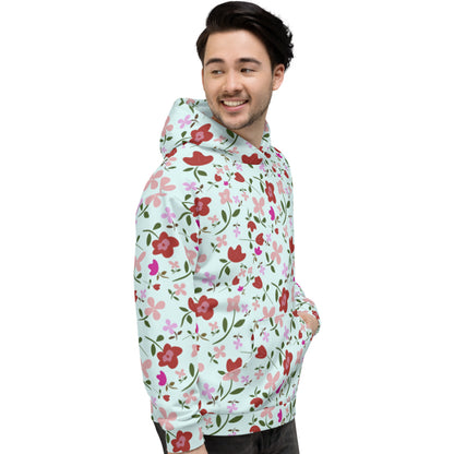 Unisex Polyester Brushed Fleece Hooded Sweatshirts Track Top - Floral Patterns by Deadly/Cute©