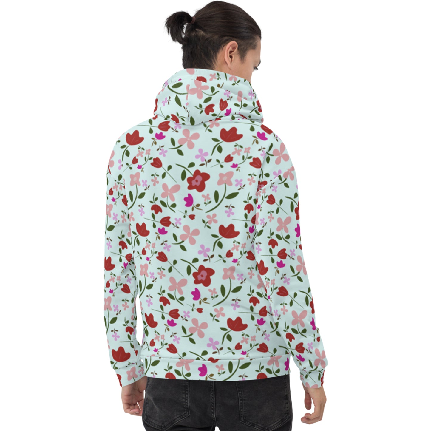 Unisex Polyester Brushed Fleece Hooded Sweatshirts Track Top - Floral Patterns by Deadly/Cute©