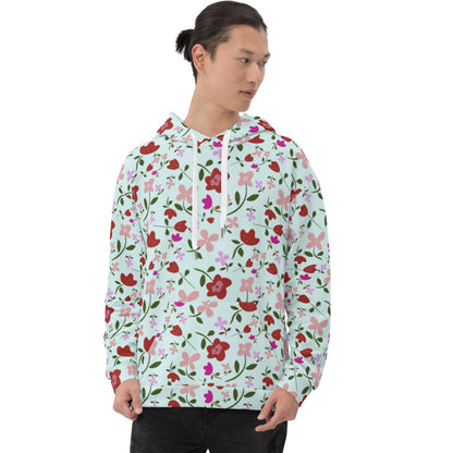 Unisex Polyester Brushed Fleece Hooded Sweatshirts Track Top - Floral Patterns by Deadly/Cute©