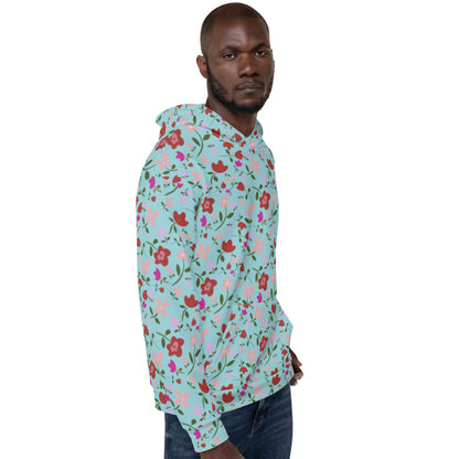 Unisex Polyester Brushed Fleece Hooded Sweatshirts Track Top - Floral Patterns by Deadly/Cute©