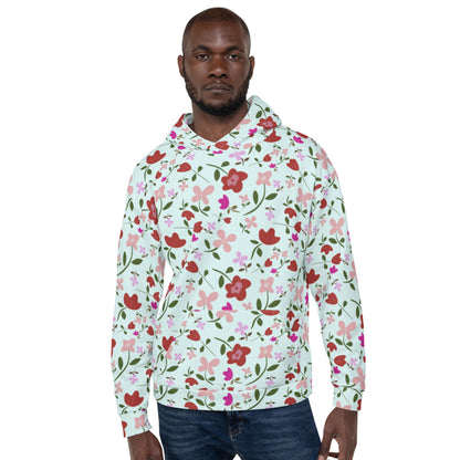 Unisex Polyester Brushed Fleece Hooded Sweatshirts Track Top - Floral Patterns by Deadly/Cute©