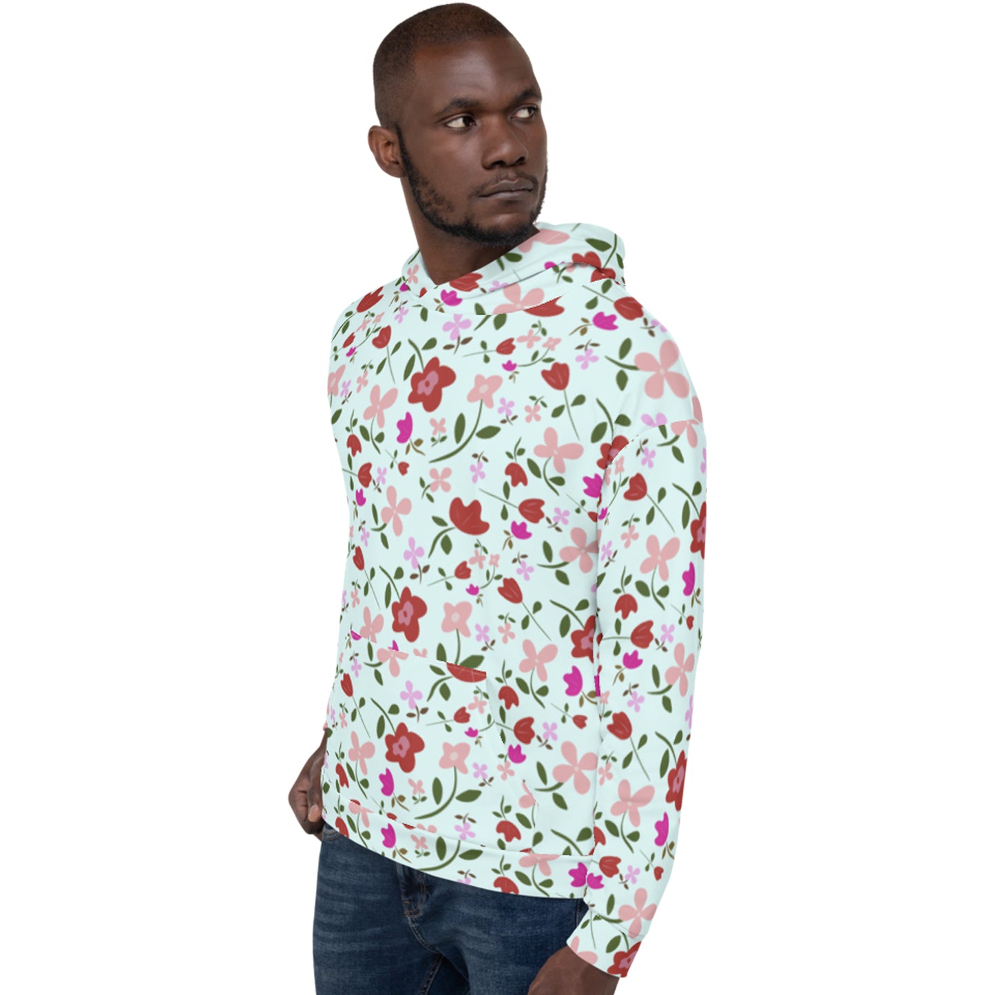 Unisex Polyester Brushed Fleece Hooded Sweatshirts Track Top - Floral Patterns by Deadly/Cute©