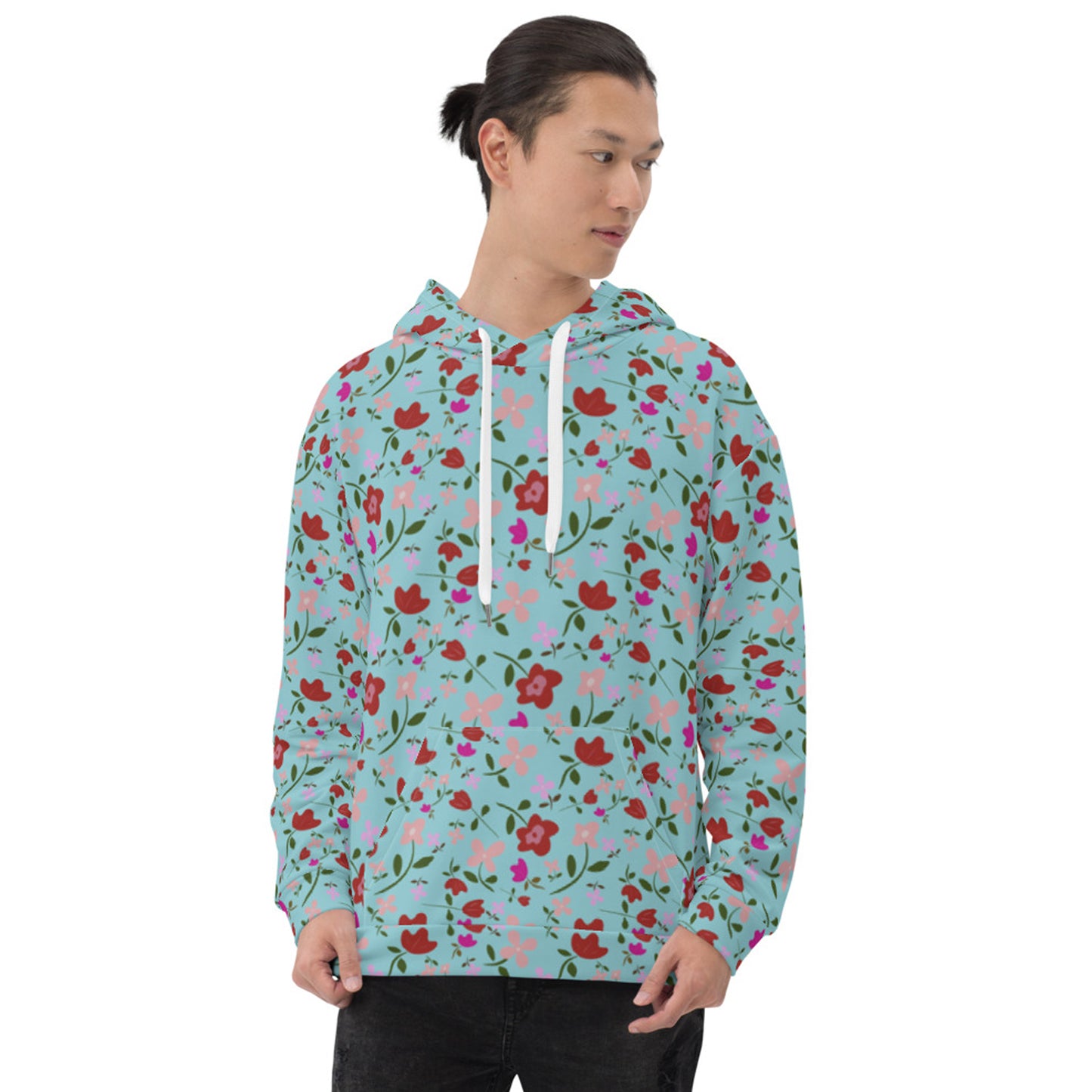 Unisex Polyester Brushed Fleece Hooded Sweatshirts Track Top - Floral Patterns by Deadly/Cute©