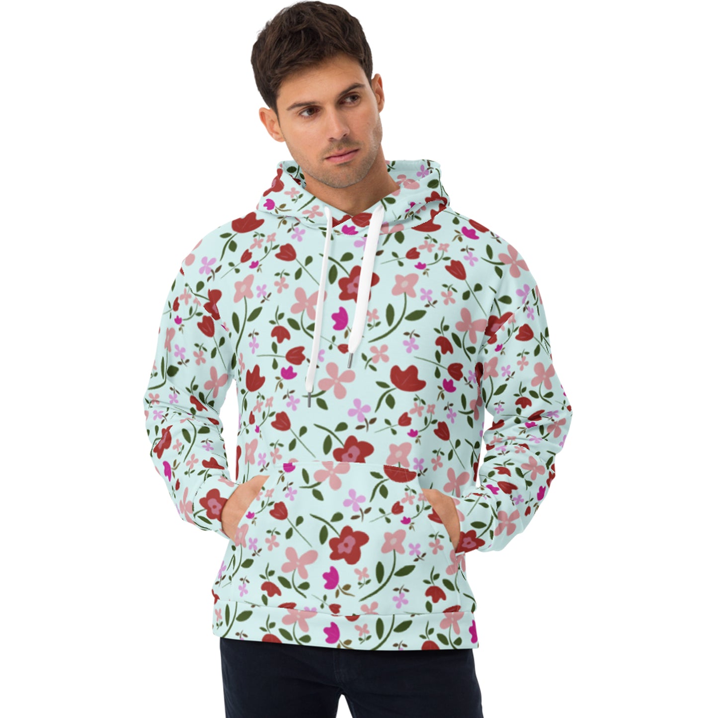 Unisex Polyester Brushed Fleece Hooded Sweatshirts Track Top - Floral Patterns by Deadly/Cute©