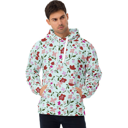 Unisex Polyester Brushed Fleece Hooded Sweatshirts Track Top - Floral Patterns by Deadly/Cute©