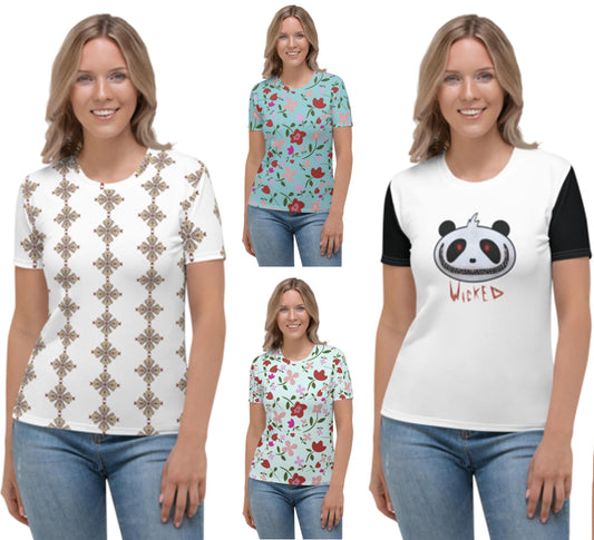 Women Round Neck T Shirt Top Floral Designs by Deadly/Cute©