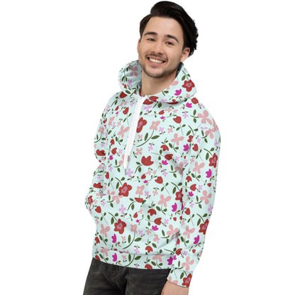 Unisex Polyester Brushed Fleece Hooded Sweatshirts Track Top - Floral Patterns by Deadly/Cute©