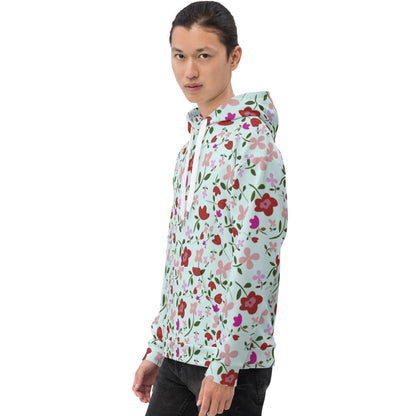 Unisex Polyester Brushed Fleece Hooded Sweatshirts Track Top - Floral Patterns by Deadly/Cute©