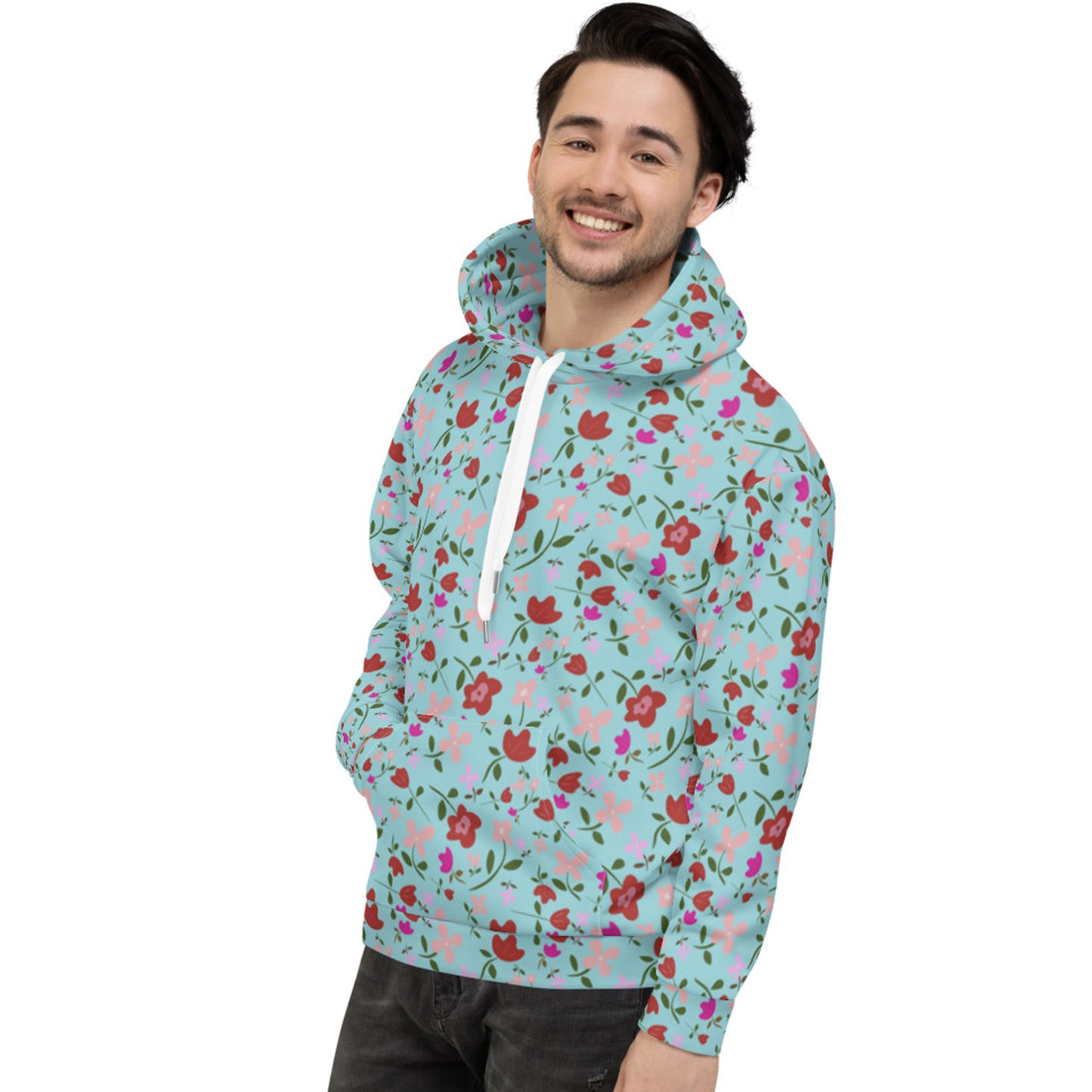 Unisex Polyester Brushed Fleece Hooded Sweatshirts Track Top - Floral Patterns by Deadly/Cute©