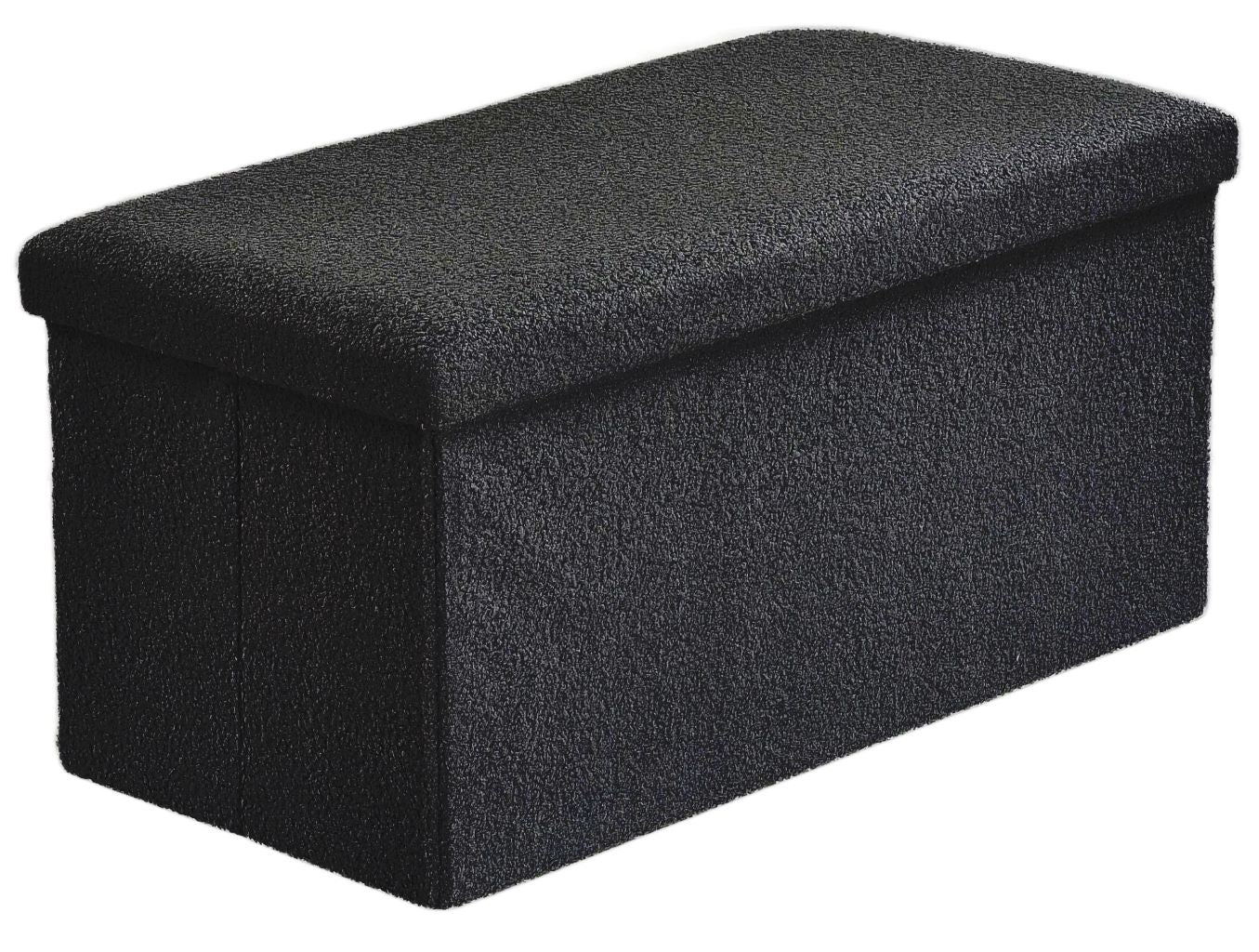 Folding Ottoman Box Boucle Teddy Bear Fabric Folding Toy Chest