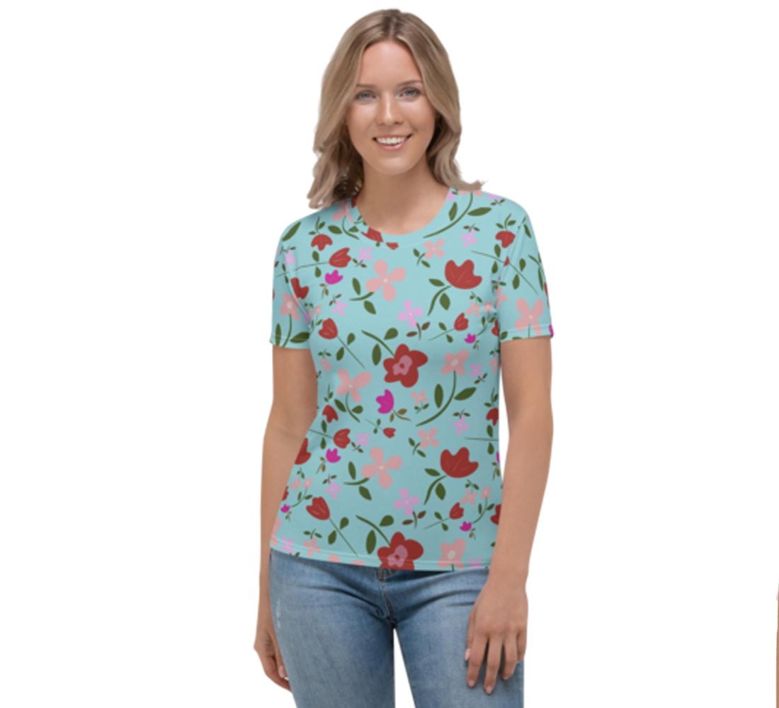 Women Round Neck T Shirt Top Floral Designs by Deadly/Cute©