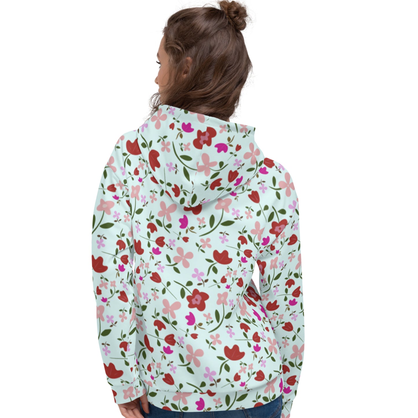 Unisex Polyester Brushed Fleece Hooded Sweatshirts Track Top - Floral Patterns by Deadly/Cute©