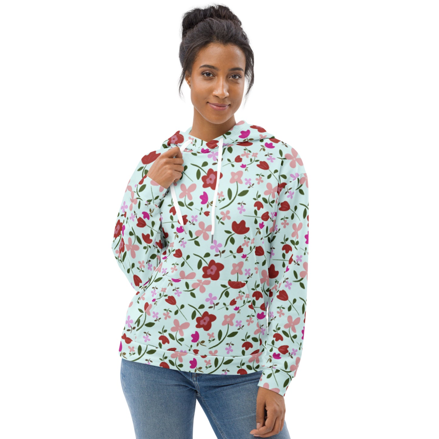 Unisex Polyester Brushed Fleece Hooded Sweatshirts Track Top - Floral Patterns by Deadly/Cute©