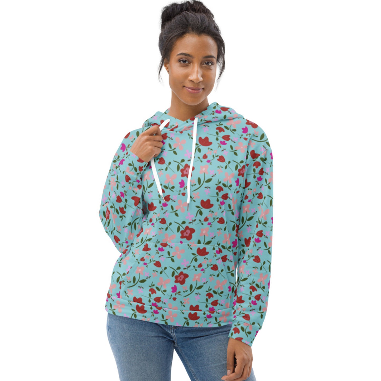 Unisex Polyester Brushed Fleece Hooded Sweatshirts Track Top - Floral Patterns by Deadly/Cute©