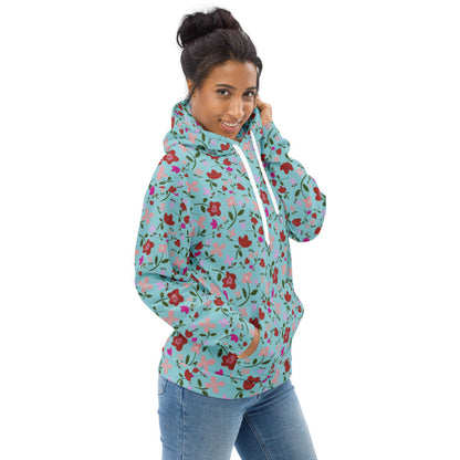 Unisex Polyester Brushed Fleece Hooded Sweatshirts Track Top - Floral Patterns by Deadly/Cute©