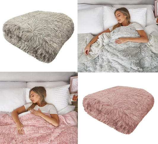 Weighted Blanket Throw 100% Polyester Cozy Soft Fleece Cuddles Long Fur 4-8kg Blanket For Deeper Sleep