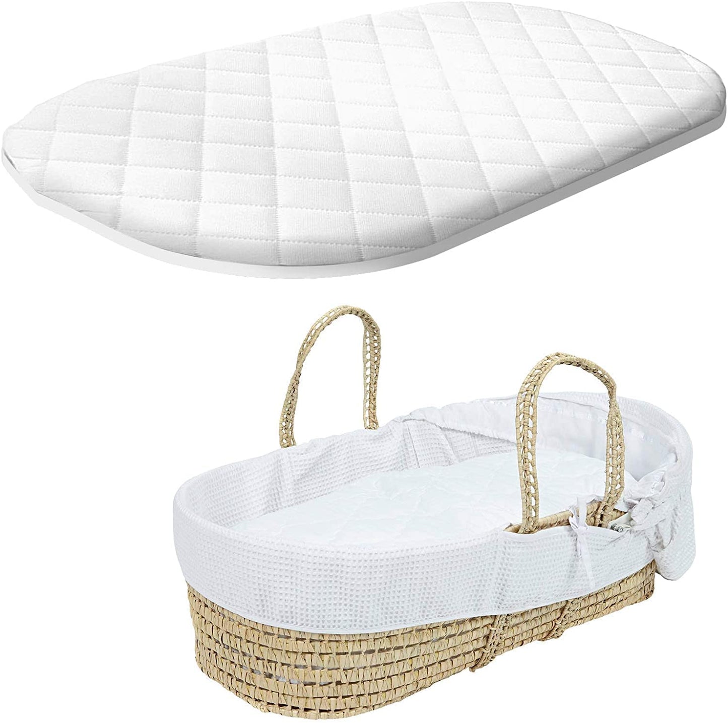 Moses Basket Baby Crib Mattress Quilted 65-70 CM to 26-30 CM (L) 4 CM Depth (W)