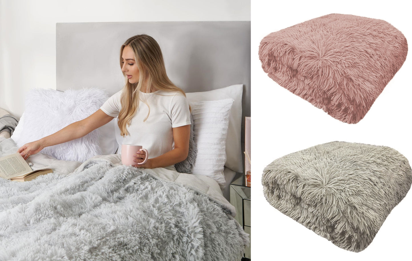 Weighted Blanket Throw 100% Polyester Cozy Soft Fleece Cuddles Long Fur 4-8kg Blanket For Deeper Sleep