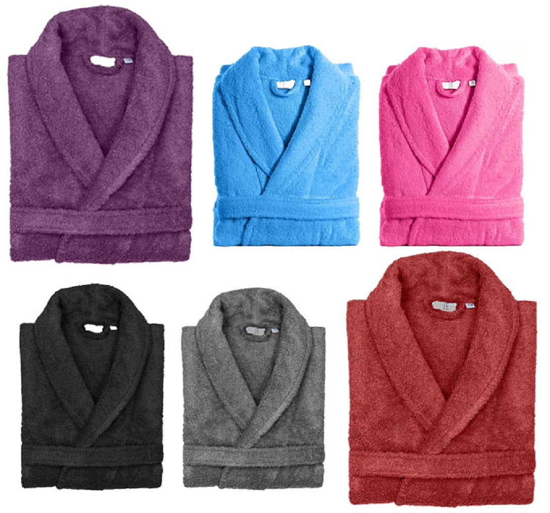 100% Egyptian Cotton Shawl Collar Extra Absorbent Unisex Bathrobe