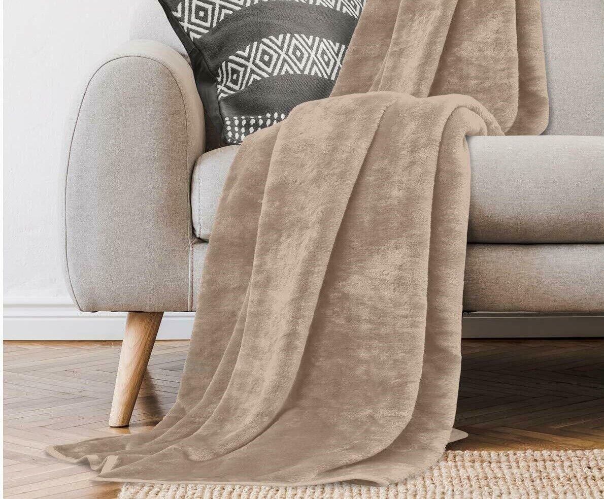 Soft Faux Fur Mink Throw Blanket Bedspread Bed Sofa Throw