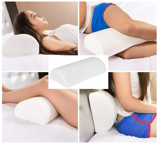 Halfmoon Knee Pillow Back Neck Lumbar Support Travel Memory Foam Cushion 17 x 9 x 4 Inches